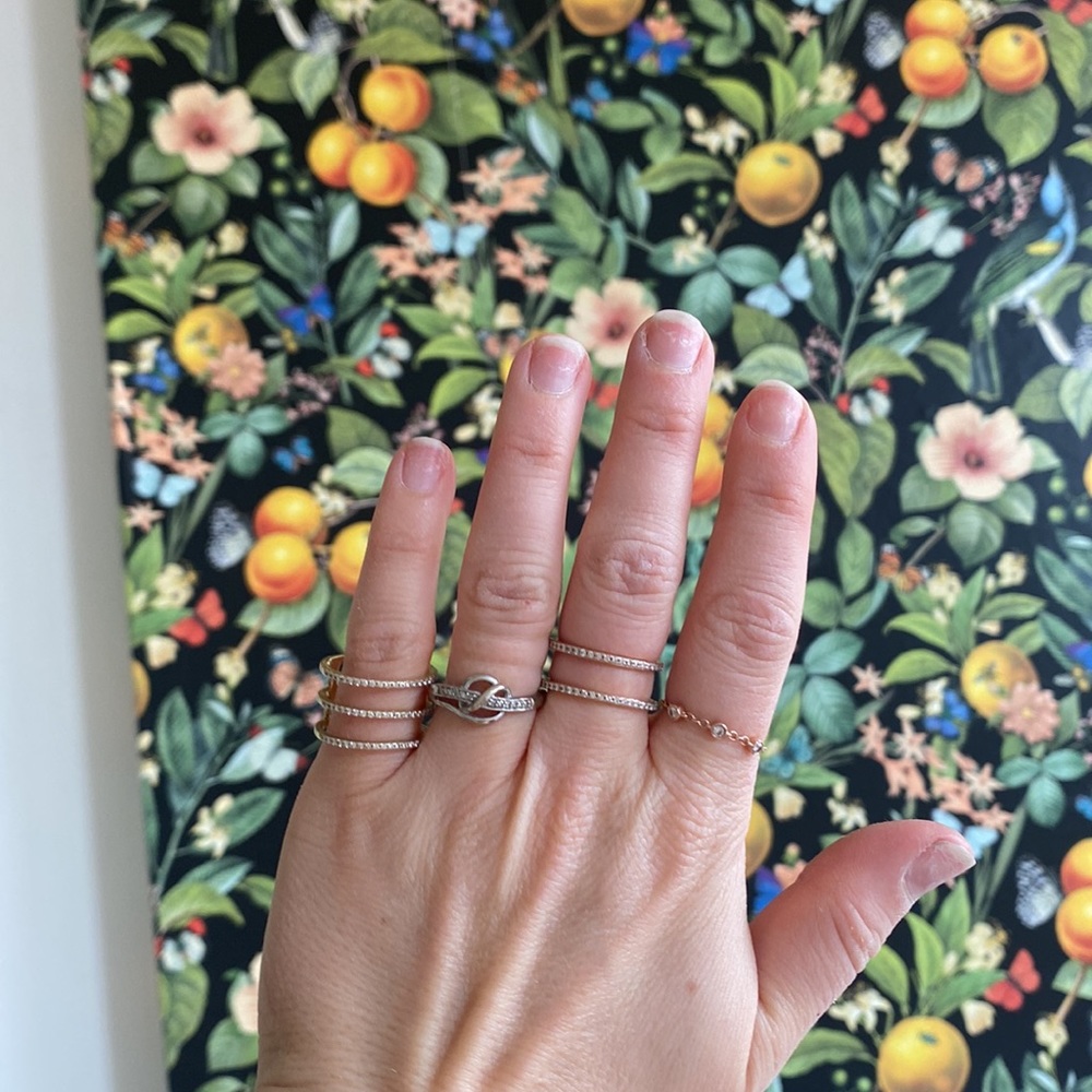 Silver ring with diamonds